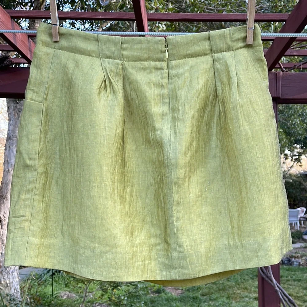 🌺 J.Crew; ADORABLE & RARE Pistachio Green Linen Lined Short Skirt; Misses Sz 4! - Picture 5 of 7